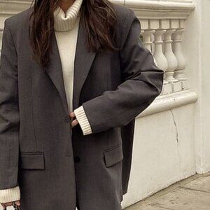 Vintage | Charcoal Lambswool Oversized Blazer